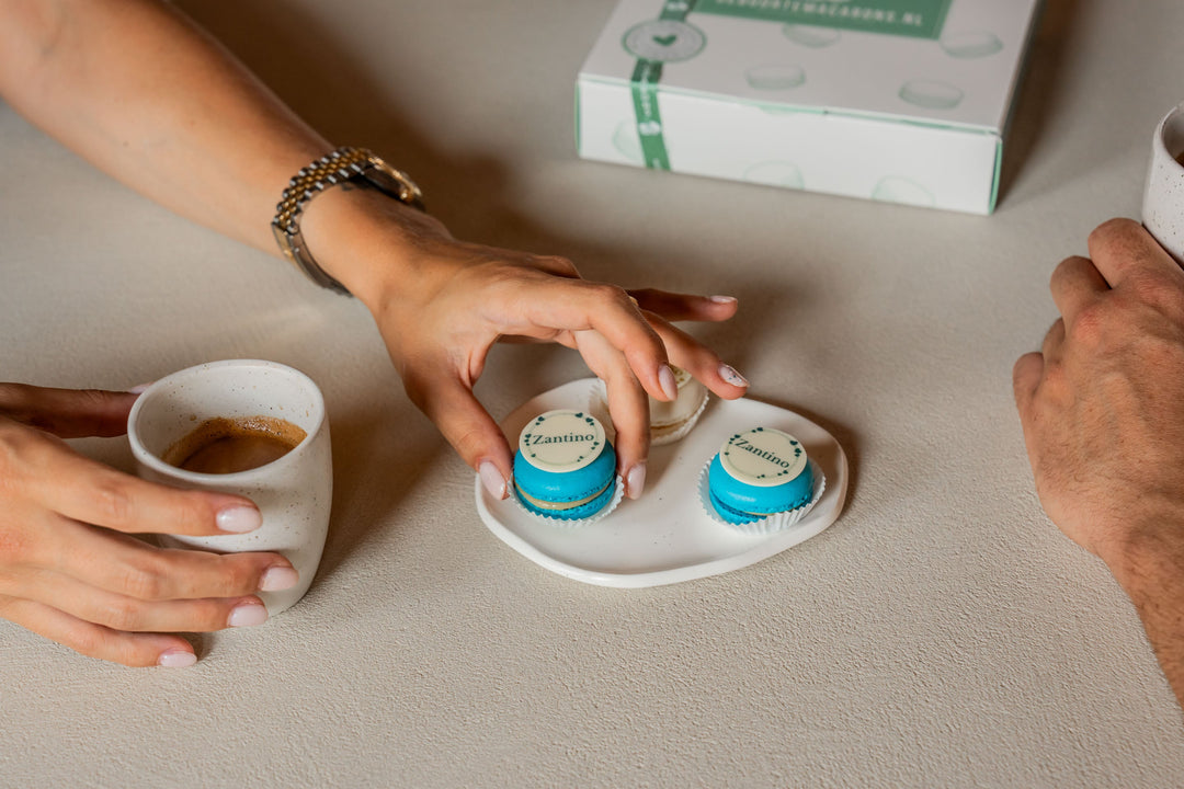 Geboorte macarons Jongen/ Blauw met Naam - 12 stuks GeboorteMacarons