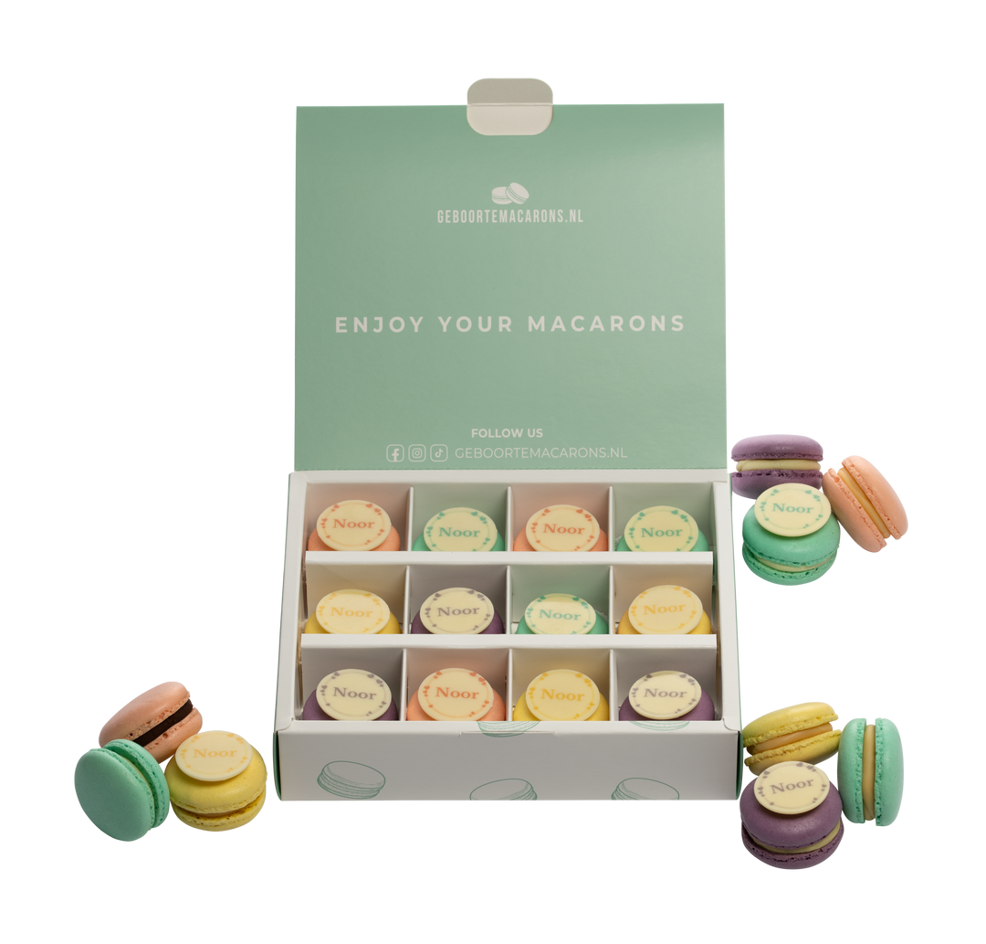 Geboorte macarons pastelkleuren - met naam GeboorteMacarons