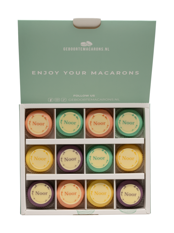 Geboorte macarons pastelkleuren - met naam GeboorteMacarons