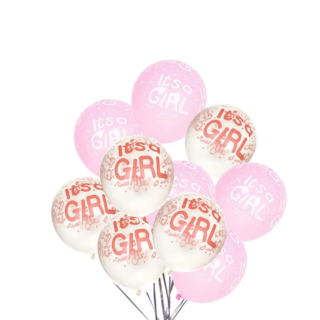 Geboorte ballonnen | It's a Girl ballonnenset roze 10 stuks - GeboorteMacarons