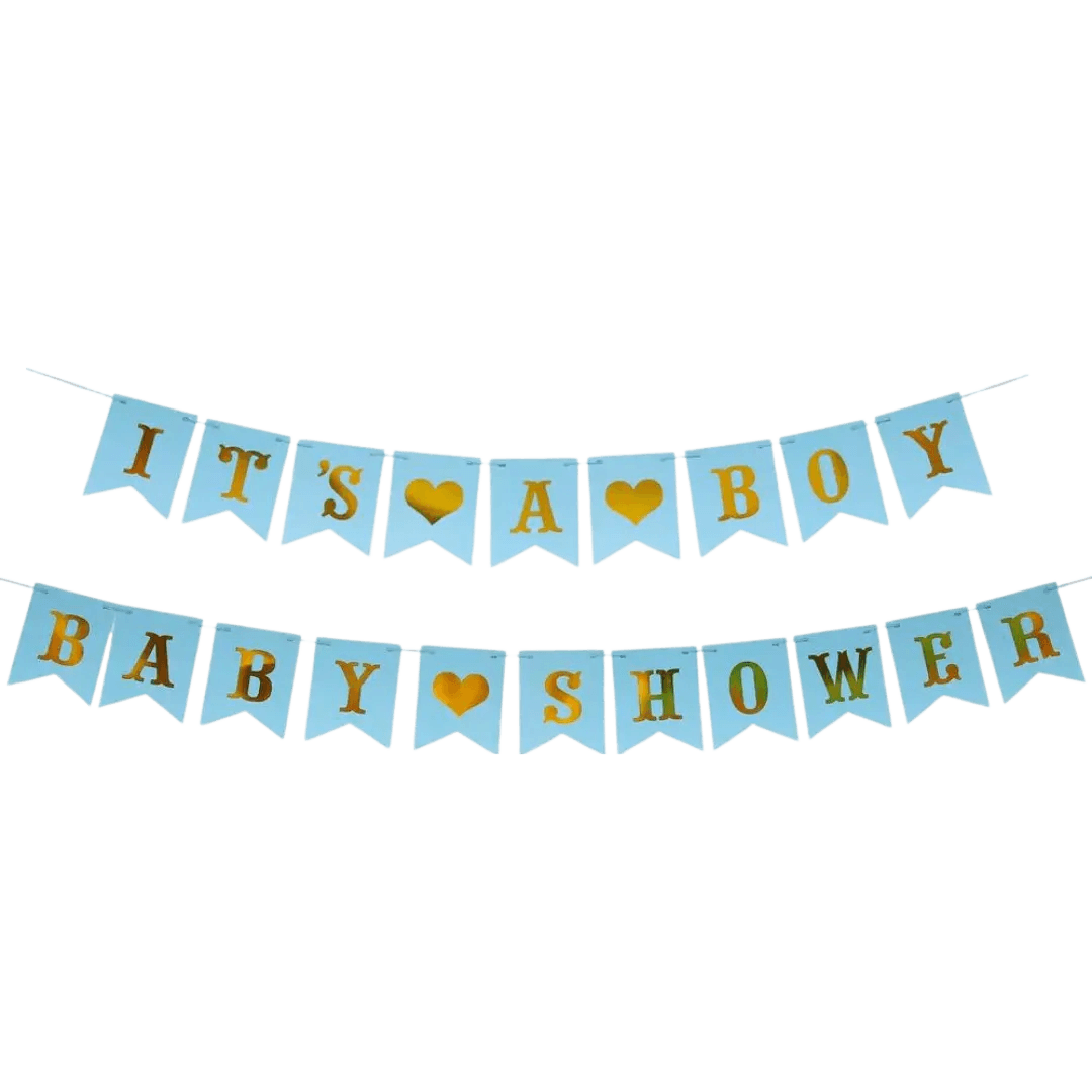 Babyshower versiering | Blauwe slingerset voor een jongen - GeboorteMacarons