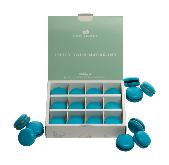 Geboorte macarons Jongen/Blauw - 12 stuks GeboorteMacarons