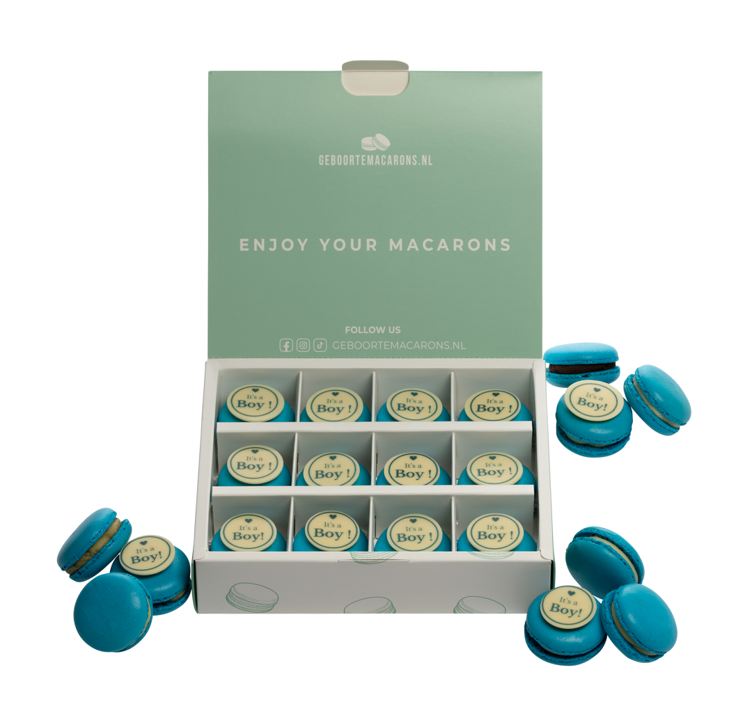 Geboorte macarons It's a Boy - 12 stuks GeboorteMacarons