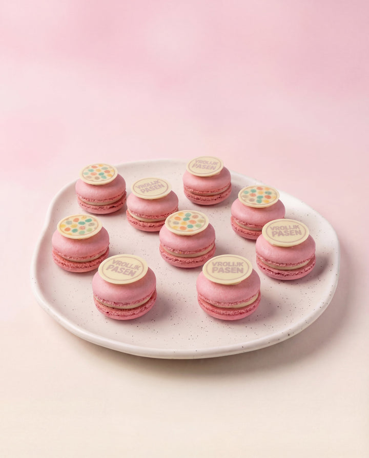 Paas macarons 12 stuks lichtroze Geboortemacarons