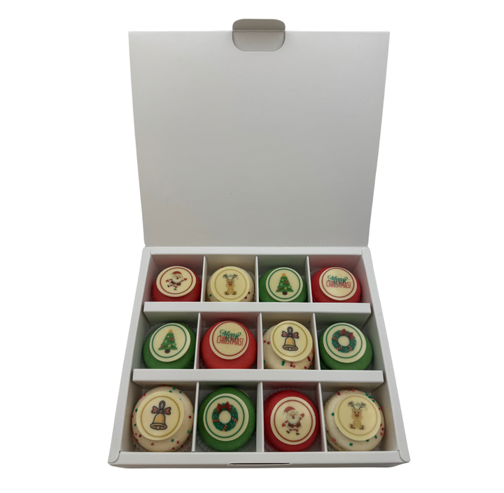 Kerstmacarons gemixt - 12 stuks Geboortemacarons