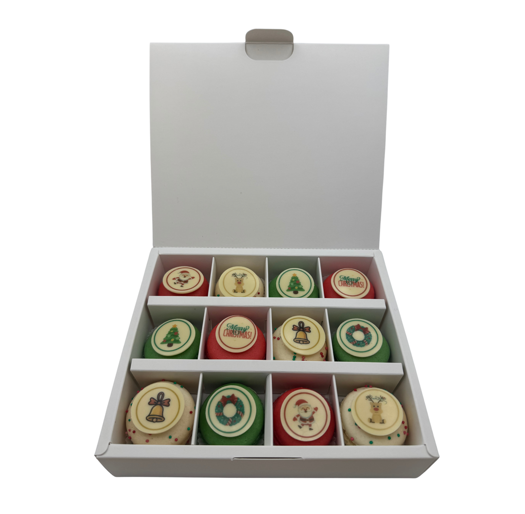 Kerstmacarons gemixt - 12 stuks Geboortemacarons