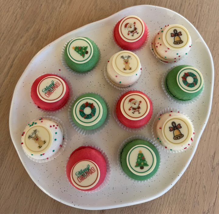 Kerstmacarons gemixt - 12 stuks Geboortemacarons