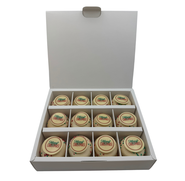 Kerstmacarons Merry Christmas - 12 stuks Geboortemacarons
