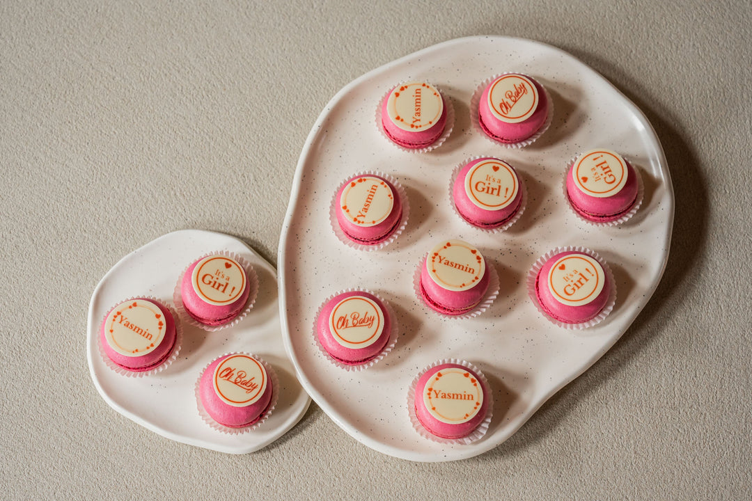 Geboorte macarons Meisje/Roze met Naam - 12 stuks GeboorteMacarons