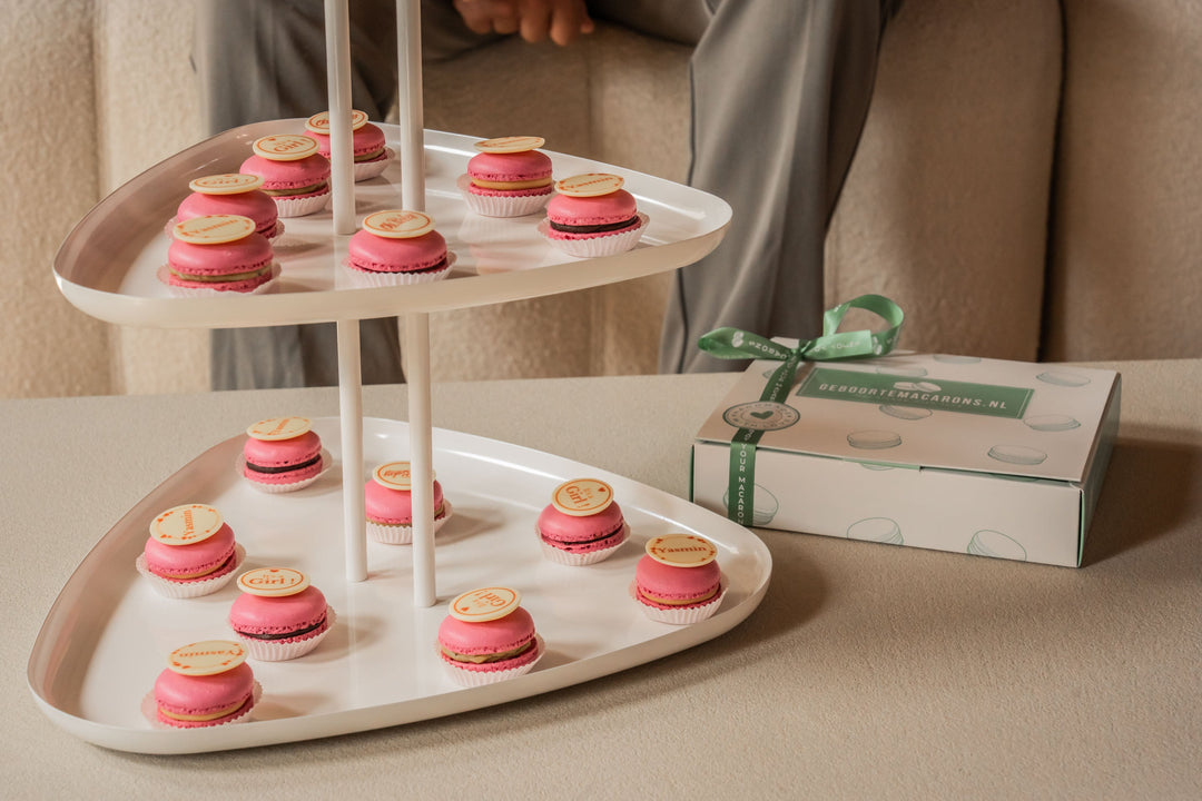 Geboorte macarons - Baby on the way - Roze - 12 stuks GeboorteMacarons