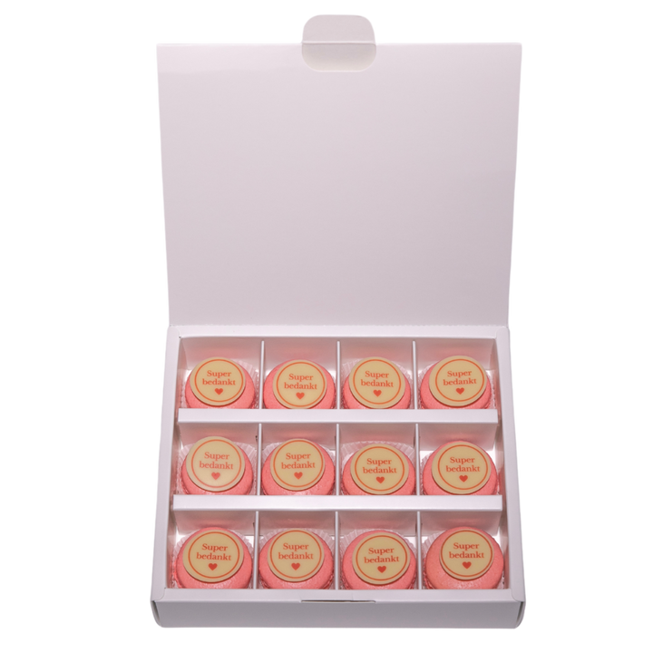 Bedankt macarons - Roze - 12 stuks GeboorteMacarons