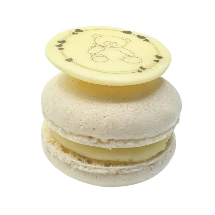 Geboorte macarons wit/ beige beertje thema GeboorteMacarons